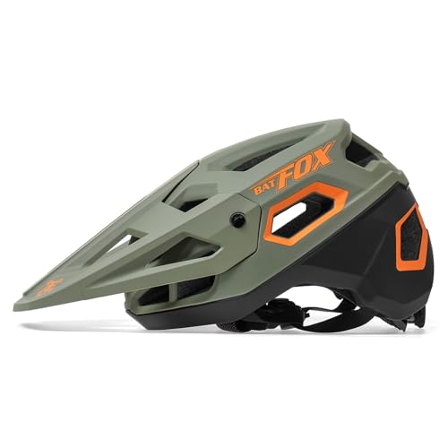 BATFOX Bike Helmet Mountain Bike Helmets for Men Women Adults MTB Bicycle Cycling BMX Bike Helmet(Army Green,L(56-61CM))