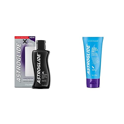 Astroglide X LiquiGel Personal Lubricant (5 oz.) & Ultra Gentle Sex Lube Gel (3 oz.) | Water Based Personal Lubricant for Men, Women, Couples | No Parabens or Glycerin and Hypoallergenic
