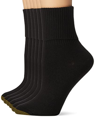 Gold Toe Women's Turn Cuff (2 PK (12 Pairs), Black)