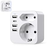 【Kompakte Größe und Display】 Die Mini-Größe dieses reiseadapter uk beträgt nur 70 x 66 x 70 mm, was viel Platz in Ihrem Gepäck sparen kann. Ein Stecker entspricht sechs Steckern ,und die Kontrollleuchte zeigt an, wann der Adapter verwendet wird.