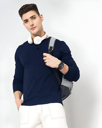 Image of LAZYCHUNKS Luxury Men's Full Sleeve Henley T-Shirt - Soft, Breathable, Stylish (Men's Henley T-Shirt), Great for Party and Casual wear