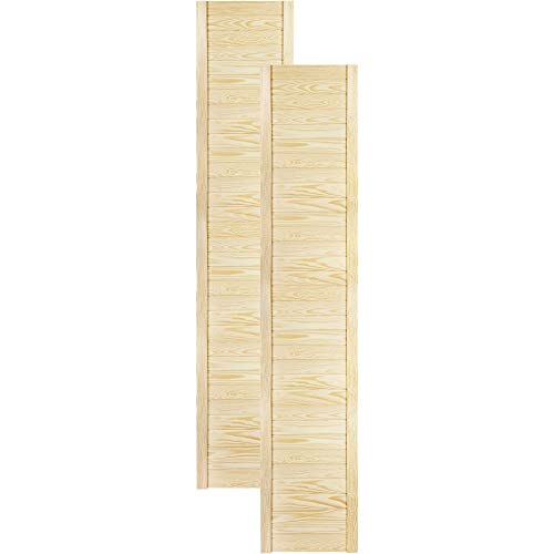 DecoMeister Lamellentüren Holz 2er Pack 394x1995 mm | Holztür aus massiver Kiefer mit fühlbarer Struktur | Möbelfronten für individuelle Renovierung | Lamellentür für Schrank oder Garderobe | Natur