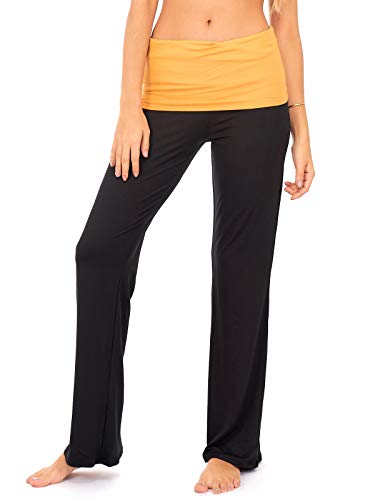 DEAR SPARKLE Fold Over Yoga Stretch Pants for Women | High Waist Bootleg
