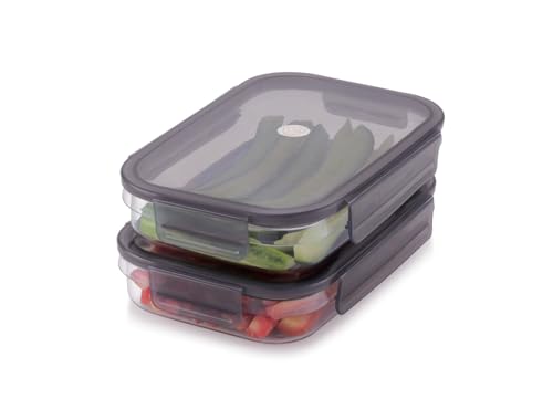 Image of INKULTURE Food Storage Container Set, Stackable with Locking Lids, Clear with Grey Lids, BPA-Free, | Pack of 02