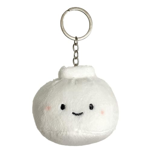 [ECVGHD] Creative Steamed Bun Plush Keychain Smiling Face Happy Food Pendant Keyring