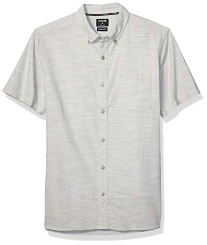 Hurley Men's One and Only Textured Short Sleeve Button Up, Jade Horizon, XXL