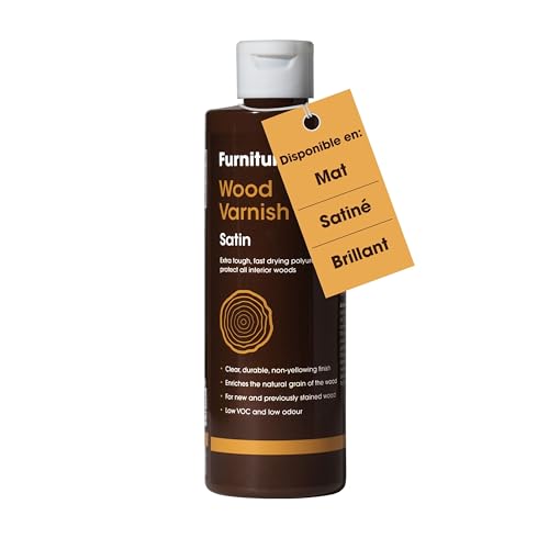 Vernis Bois Intérieur Ultra Résistant (250ml, satiné) - Vernis à Séchage Rapide et en Phase Aqueuse, Protège les Meubles en Bois Dur et Tendre, Portes etc. Contre les Chocs, Rayures & Taches