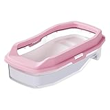 Milageto Schildkrötenbecken Terrarium Aquarium Zuchtbox Reptilienausstattung Aus Robustem PP mit Plattform Schwimmbereich Kletterrampe Und Futterbereich Ausbru, Rosa