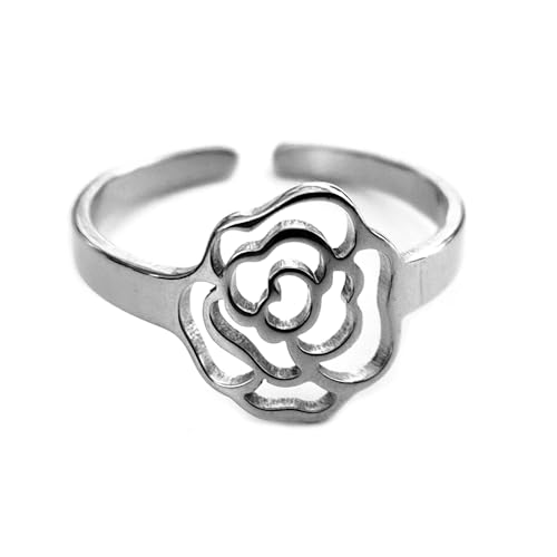 SIMBOLIKS Anillo Flor Rosa de Sant Jordi Ajustable, Diada de