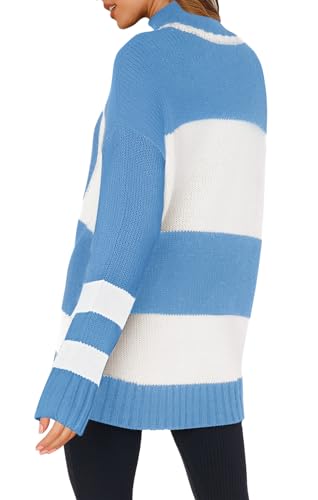 Image of Yousify Womens Sweaters Fall 2025 Oversized Color Block Ski Sweater Crewneck Winter Tops S-2XL