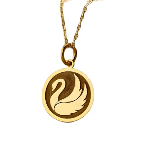 Cadena de 45 cm con colgante de animal cisne en plata de ley 925 y baño de oro