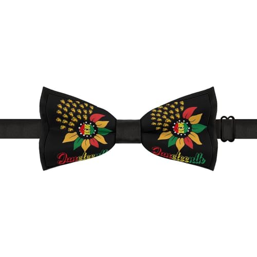 GoasNei Juneteenth Sunflower Black History African American Bow Tie for Men Adjustable Necktie Funny Tie Neck Ties for Weddings Party