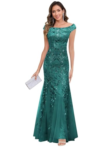 Sequin Mother of The Bride Dresses Sleeveless Corset Mermaid Off The Shoulder Long Evening Formal Dress for Women
