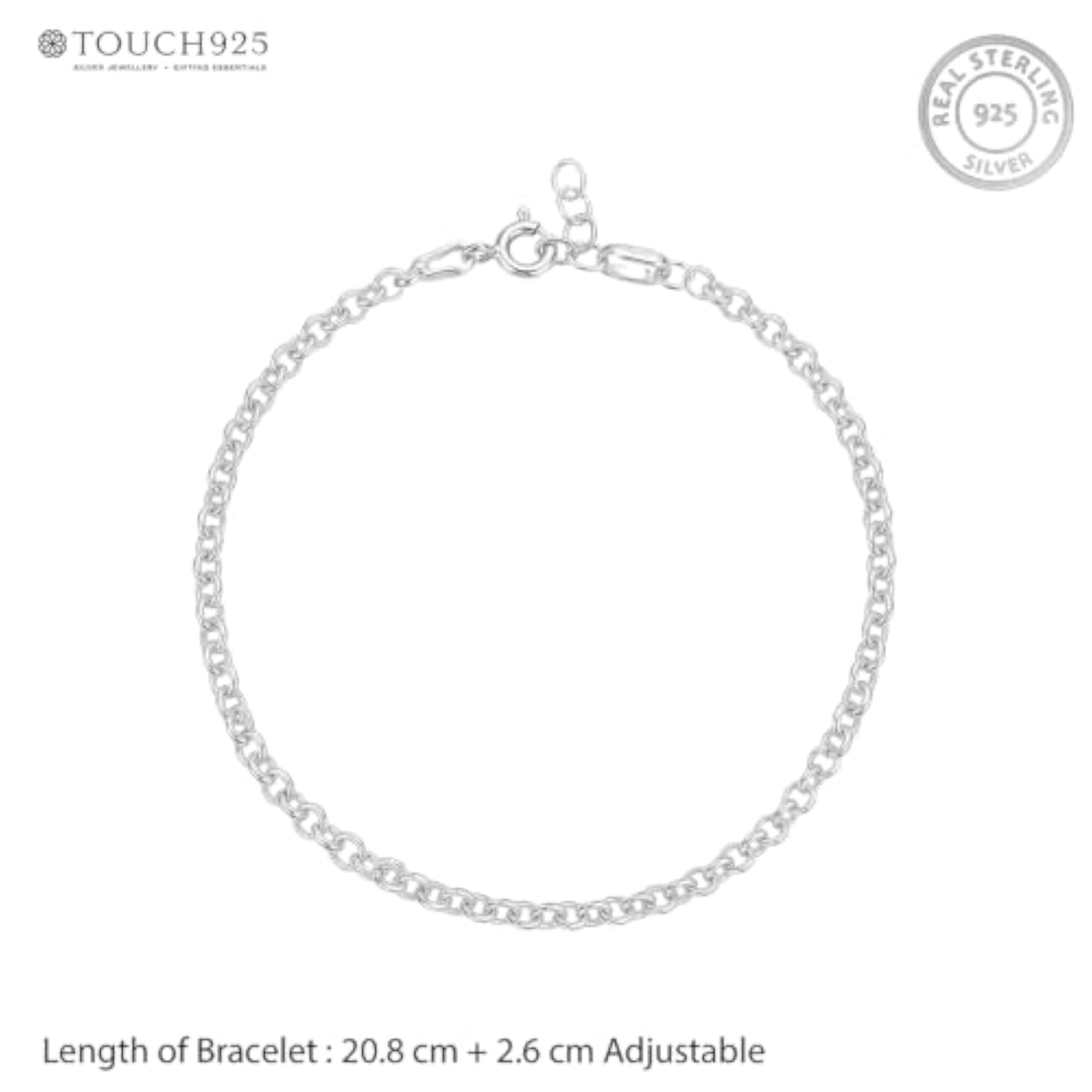 Women's Pure 925 Silver Classic Rolo Chain Bracelet