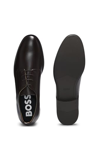 Image of BOSS Mens Colby Derb Leather Derby Shoes with Signature Trims Size