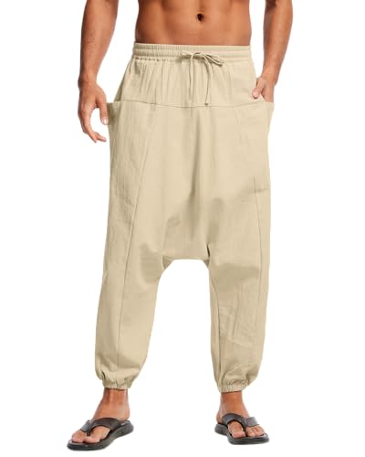 YAOBAOLE Kirakuco Pantalon Japonais Sarouel Homme Été Pantalon Yoga Pantalons en Lin Homme...