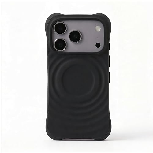 Image of amazon basics Shockproof Case for iPhone 17 Pro | Ripple Pattern | Camera Protection | Protective Cover with Enhanced Grip & Wireless Charging Support - Black