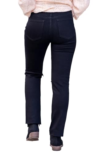 VERVET Women's High-Rise Straight Raw Hem Jeans in Black2