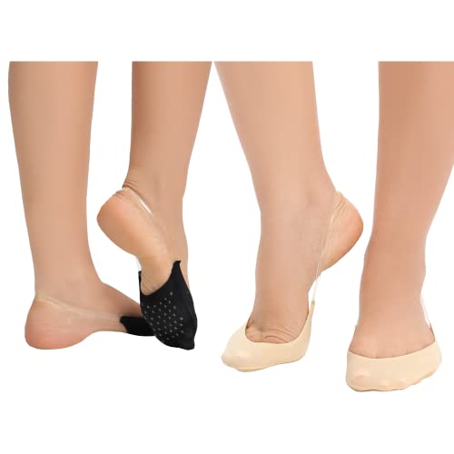 MANZI 6 Pairs Toe Topper Liner Socks for Women Ultra Low Cut No Show Half Socks with Sling Back for Heels Dress Shoes2
