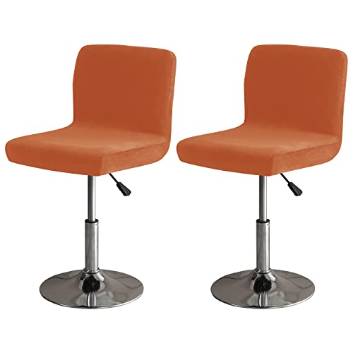 LightInTheBox Funda para taburete de bar, cuadrada, giratoria, de terciopelo, para altura de mostrador, silla de respaldo medio bajo (2 unidades, naranja oscuro)