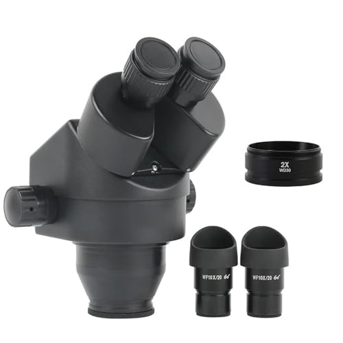 顕微鏡キット 連続ズーム 7X-45X ステレオ双眼顕微鏡 WF10X/20mm 接眼レンズ バローレンズ 電話 PCB はんだ付け用 7X-90X (2X) 顕微鏡レンズアダプター