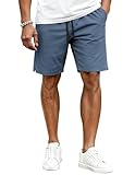 COOFANDY Mens Cotton Flat Front Chino Shorts Elastic Waistband Walking Hiking Sports Shorts, Denim Blue, Medium