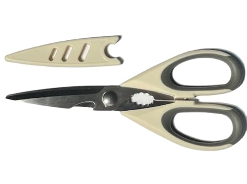 左利き用キッチンハサミ 多目的ハサミ 汎用 鋭い 食品 シーフード スマートナイフ 野菜料理 鶏肉 高耐久性 (ホワイト)