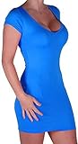 Marke EyeCatch. Eyecatch - Annalise Frauen V-Ausschnitt, Flugelarmeln, figurbetontes Stretch Kurz Damen Minikleid Turkis Gr. M/L