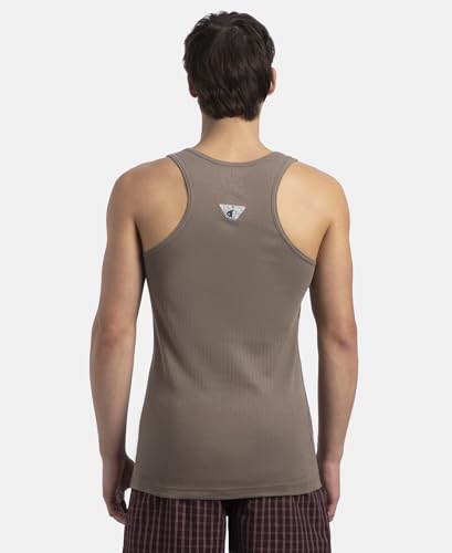Image of Jockey 9922 Men's Super Combed Cotton Rib Racer Back Styling Round Neck Gym Vest