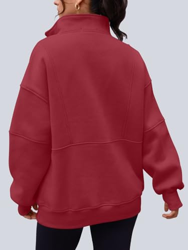 Image of AUTOMET Women's Quarter Zip Oversized Sweatshirt Fleece Mock Neck Pullover