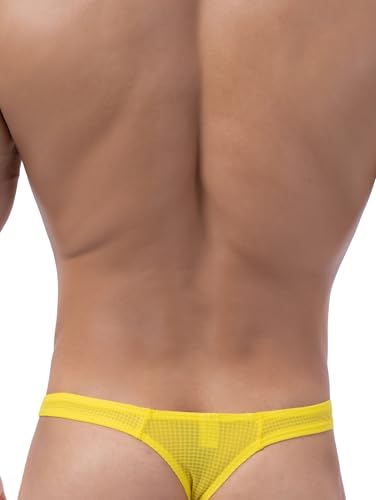 iKingsky Men's Bright Color Thong Breathable T-back Underwear Low Rise Bulge Under Panties for Men4