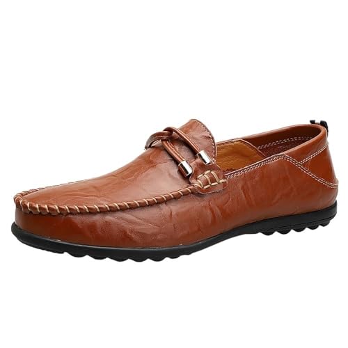 Leather Lined Casual Walking Shoes Men's Slip on Loafers Classic Leather Dress Shoes