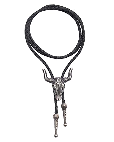 Image of Jeilwiy Bolo Tie for Men Western Cowboy Tie Necklace Gold Bolo Tie Leather Necktie Halloween Tie Accessories for Women