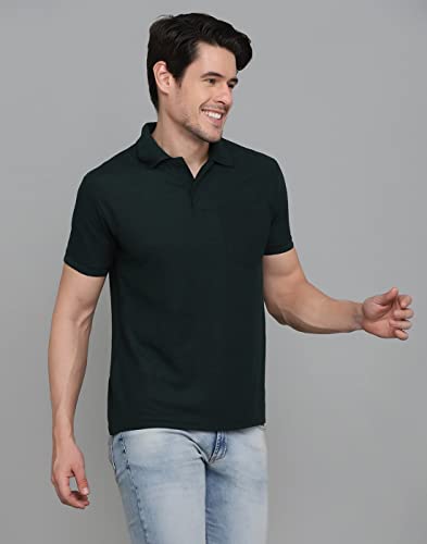 Image of INKKR Men's Polo Neck Half Sleeve Cotton Blend Regular Fit T-Shirt With Pocket