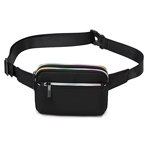 Black Fanny Pack for Women, Waterproof Bum Bag Ladies Fashion Festival Waist Pack with Adjustable Strap, Lightweight Everywhere Belt Bag for Running Hiking Travel Cover