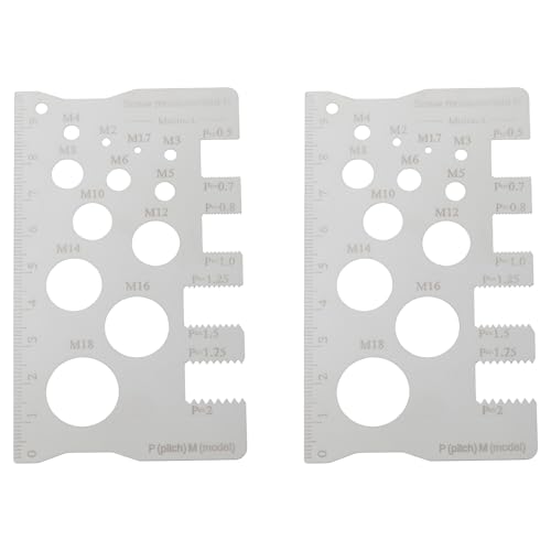 VGOL Ensemble de 2 Jauges de Pas de Vis en Acier Inoxydable de 100 Mm pour Mesurer La Taille Du Filetage des Boulons Et des écrous