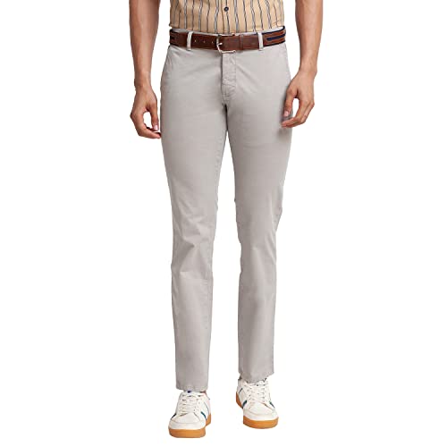 Image of Parx Men's Cotton Blend Solid Pattern Low Rise Tapered Fit Flat Front Casual Trouser