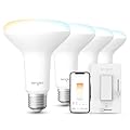 Sengled Dual Mode Smart Light Bulbs with Remote & App Control, Dimmable BR30 Led Light Bulbs 100W, Group Control, Timer, Sunrise & Sunset, Smart Bulbs 4 Pack + Smart Wall Switch