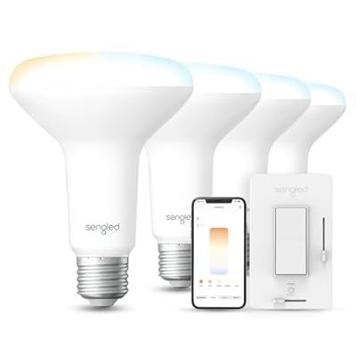 Sengled Dual Mode Smart Light Bulbs with Remote & App Control, Dimmable BR30 Led Light Bulbs 100W, Group Control, Timer, Sunrise & Sunset, Smart Bulbs 4 Pack + Smart Wall Switch