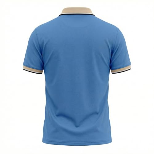 Image of Regular Fit Solid Half Sleeve Casual Tipping Collar Polo T-Shirt for Men