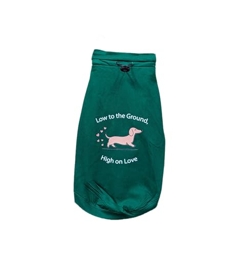 Image of Thunder Tails Premium Cotton Dog T-Shirt | Adjustable Neck | for Medium Dogs | Green | X Large | for Daschund,1 Count