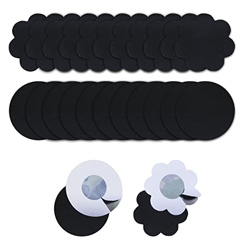 RIFNY 50 Paar Nipple Cover Schwarz - Nippelabdeckung Damen Unsichtbare Brustwarzen Abdeckungen Einweg wasserdichte Brustpasteten Selbstklebende Nippel Aufkleber (Rund und Flower) Cover