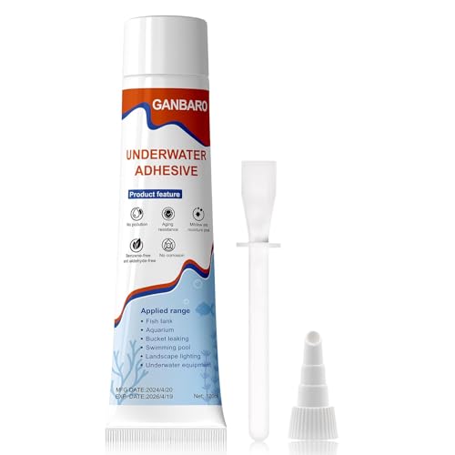 Ganbaro® 4 oz Underwater Sealant, Aquarium Sealant Clear, Marine Silicone Sealant Fish Tank Sealant Transparant Waterproof Strong Adhesion Aquarium Safe Silicone for Fish Tank, Pools 120 ml