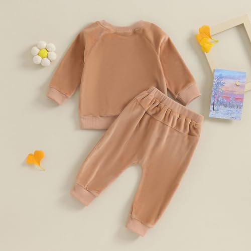 Baby Girl Boy Sherpa Clothes Long Sleeve Fleece Sweater Sweatshirt Pants Set Warm Toddler Winter Clothes3
