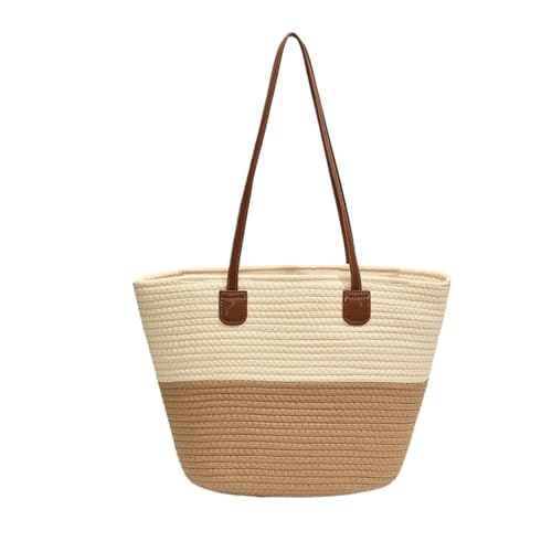 Summer Large Capacity Straw Bag For Women Knitted Straw Top Handle Outdoor Travel Totes Bags Armpit
