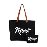 Lamyba Mini Gifts, Gifts for Mimi Grandma, Mimi Birthday Gifts, Mimi Tote Bag with Zipper, Black