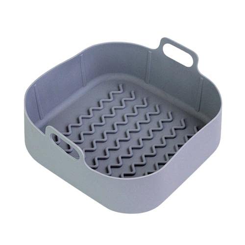 Jomewory Freidora de Aire Olla de Silicona Cesta Cuadrada de Silicona para freidora de Aire Cuenco Reutilizable Resistente al Calor Utensilios para Hornear de Silicona (Gris Corrugado) Cover