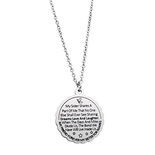 Sister Necklace Sister Gift from Sister My Friend Forever My Sister for Always Friendship Gift Sister Quote Jewerly BFF Bestie Gift