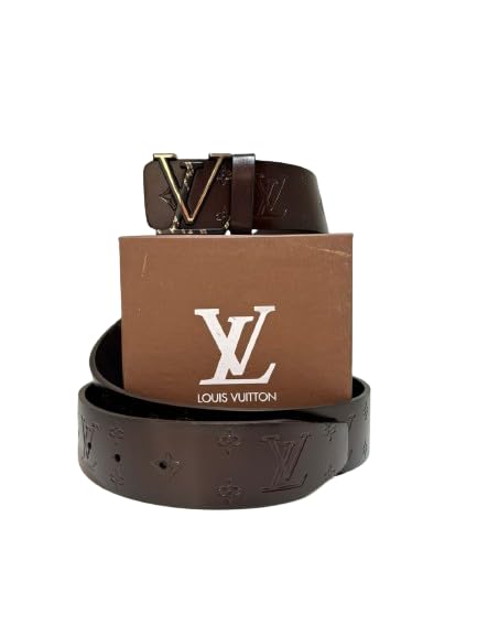 Panther Fashion Hub Men's Genuine Leather Belt - Second Layer Cowhide with Zinc Alloy Buckle | Brown Leather