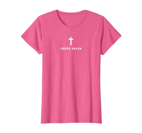 Jesus Saves Minimal Christian Spanish Language T-Shirt, Women, Pink Heather, 3X-Large